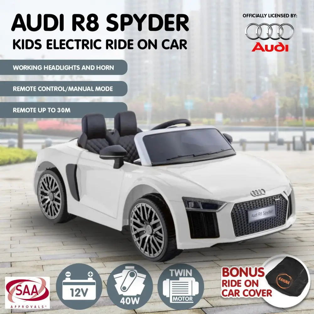 Kahuna r8 spyder audi licensed kids electric ride on car with remote control - toy car