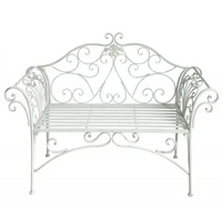 White katerina iron bench with scroll design