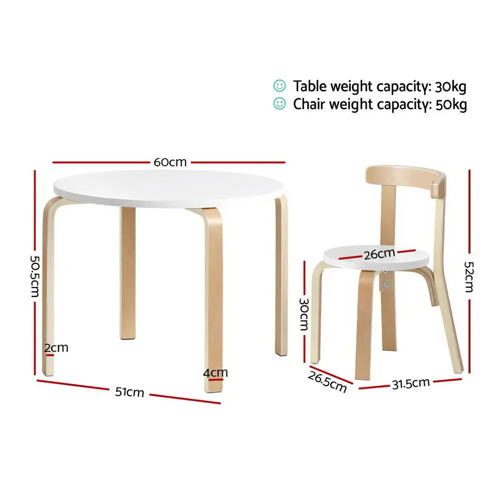 Keezi 3pcs kids table and chairs set with measurements