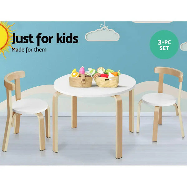 Stylish 3-piece kids table and chairs set with fruit basket