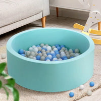 Blue bowl on carpet with keezi kids ball pit 200 balls - 3 colours