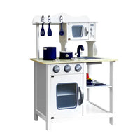 Keezi kids white wooden kitchen play set with sink and stove