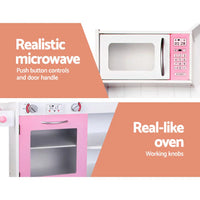 Keezi kids kitchen play set pink and white microwave