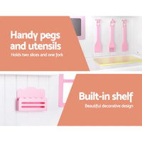 Keezi kids kitchen play set with pink utensils and sink