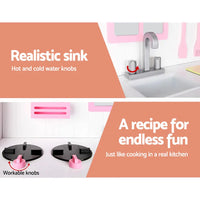 Keezi kids kitchen play set - pink and white sink