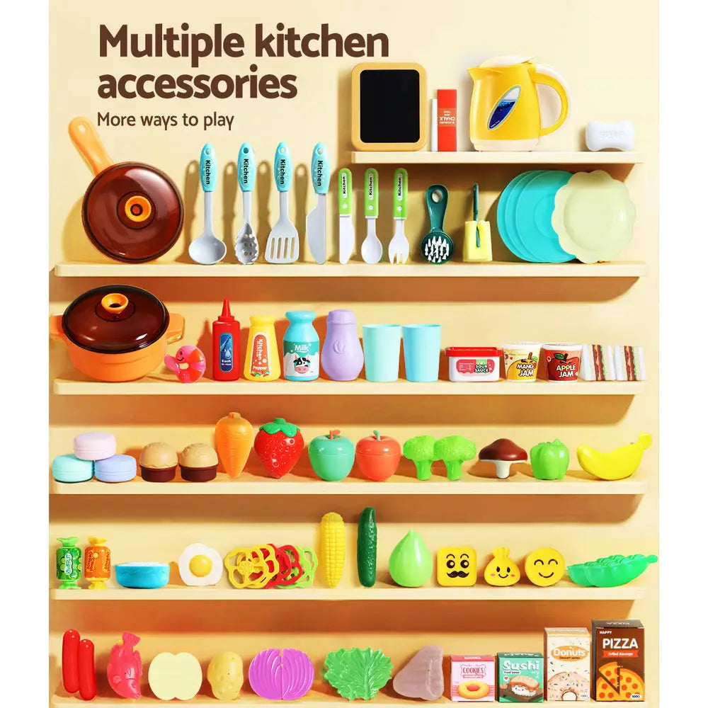 Keezi kids kitchen play set with books and kitchen items