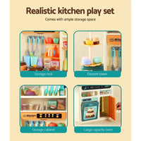 Keezi kids kitchen pretend play set with various items and accessories