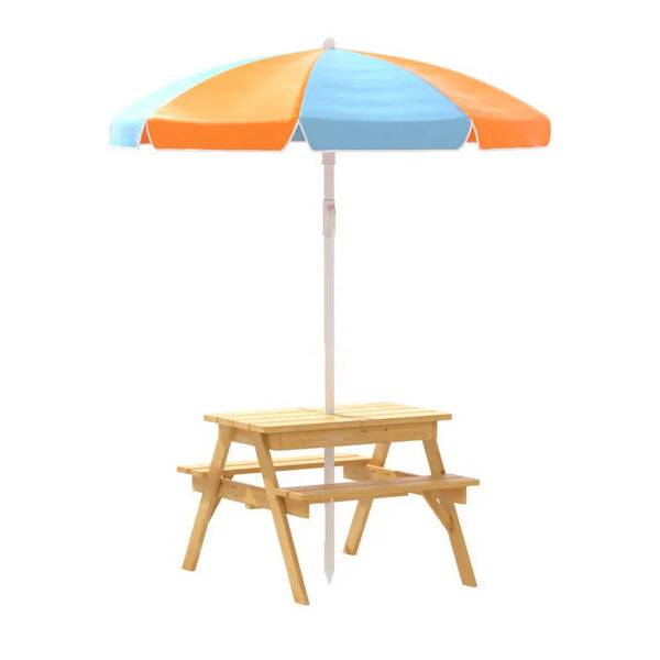 Keezi kids outdoor picnic table with umbrella and storage boxes