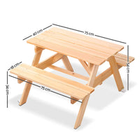 Kids outdoor picnic table with measurements, keezi kids outdoor table and chairs picnic bench set wooden