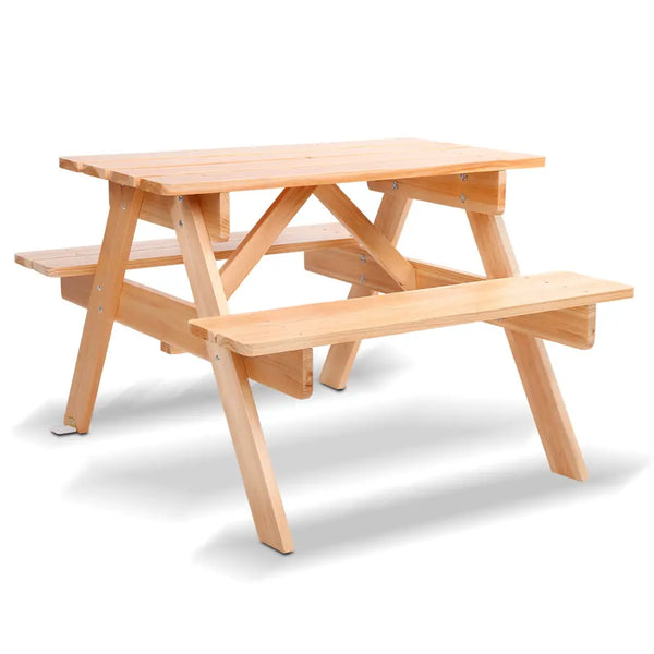Keezi kids outdoor table with bench - wooden picnic bench set