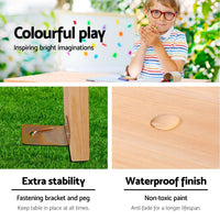 Child playing with keezi kids outdoor table and chairs picnic bench set wooden