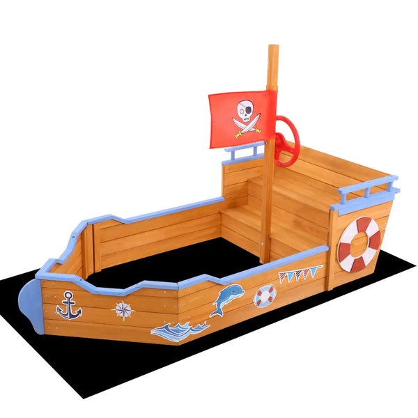 Pirate ship-themed boat-shaped sand pit play set for kids outdoor toys 165cm