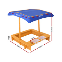 Keezi kids sandpit wooden sandbox with canopy - fun day at the beach table