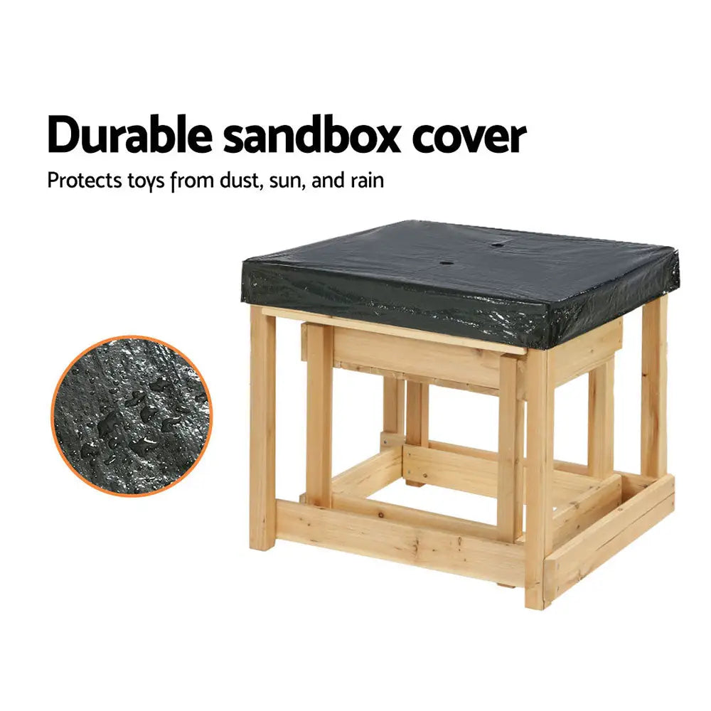 Black cover on wooden stool for keezi kids sandpit water table set