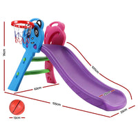 Keezi kids slide set with basketball hoop - purple slider with basketball ball