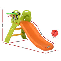 Keezi kids slide set with basketball hoop - green slider