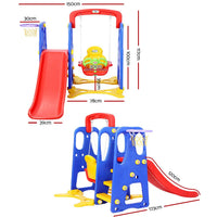 Keezi kids slide swing set with basketball hoop outdoor playground play centre