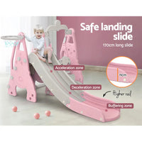 Keezi kids 3-in-1 play set with baby girl playing on pink slide