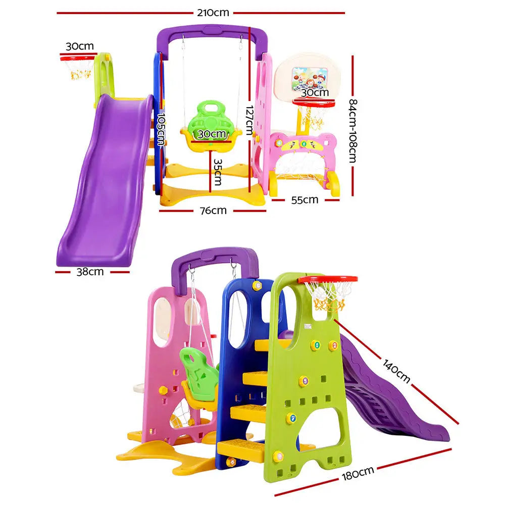 Keezi kids 7-in-1 play centre with 140cm long slide - purple