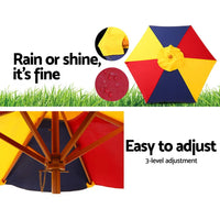 Keezi kids wooden picnic table set with umbrella - rainbow, a colorful kids outdoor table