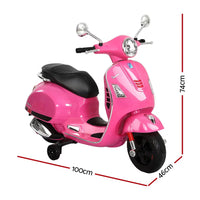 Kids electric ride on scooter vespa licensed gts - pink with realistic driving experience