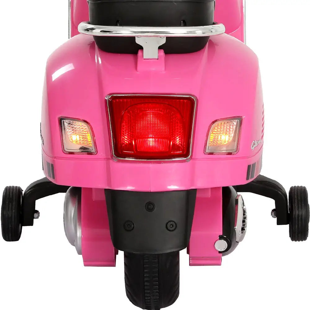 Kids electric ride on motorcycle vespa with light - pink, realistic driving experience, handle bar, acceleration pedals