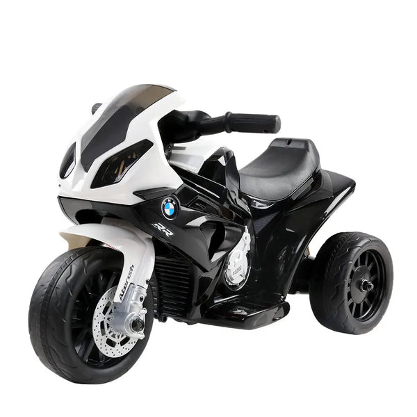 Kids electric ride on police motorcycle bmw licensed s1000rr - white and black motorcycle with black seat