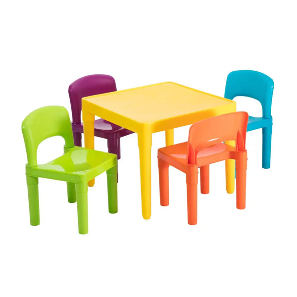 Kids plastic 5-piece table & 4 chairs set (multicoloured) for children