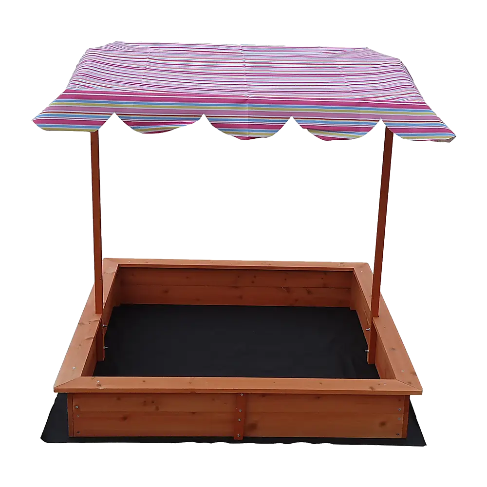Delightful canopy-covered sandpit with adjustable canopy