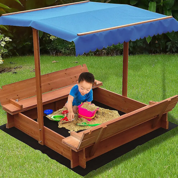 Kids wooden toy sandpit with canopy - delightful canopy-covered sandpit for hours of play