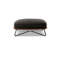 Dark gray ottoman with wooden legs on a white background, featuring the Dilai Garden brand.