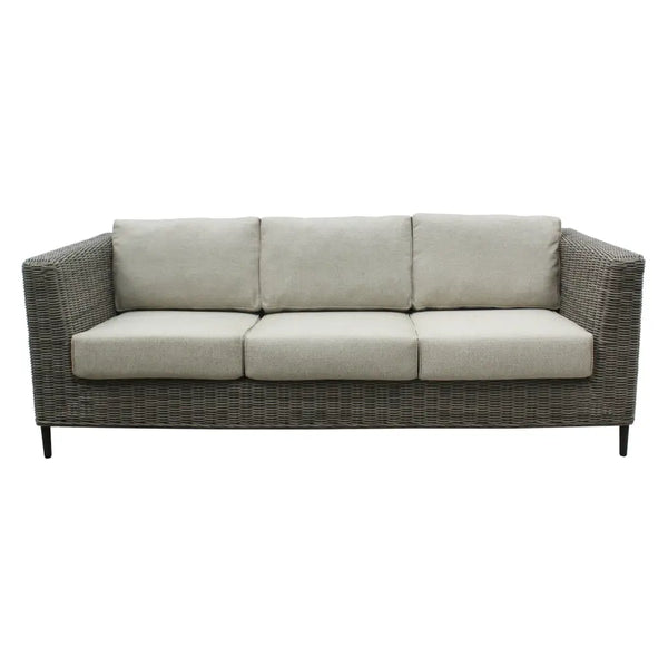 Lara 3 seater outdoor sofa rattan wicker - light grey with white background