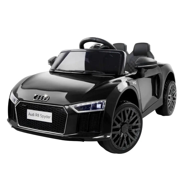 Licensed audi r8 ride on electric car with black exterior and wheels