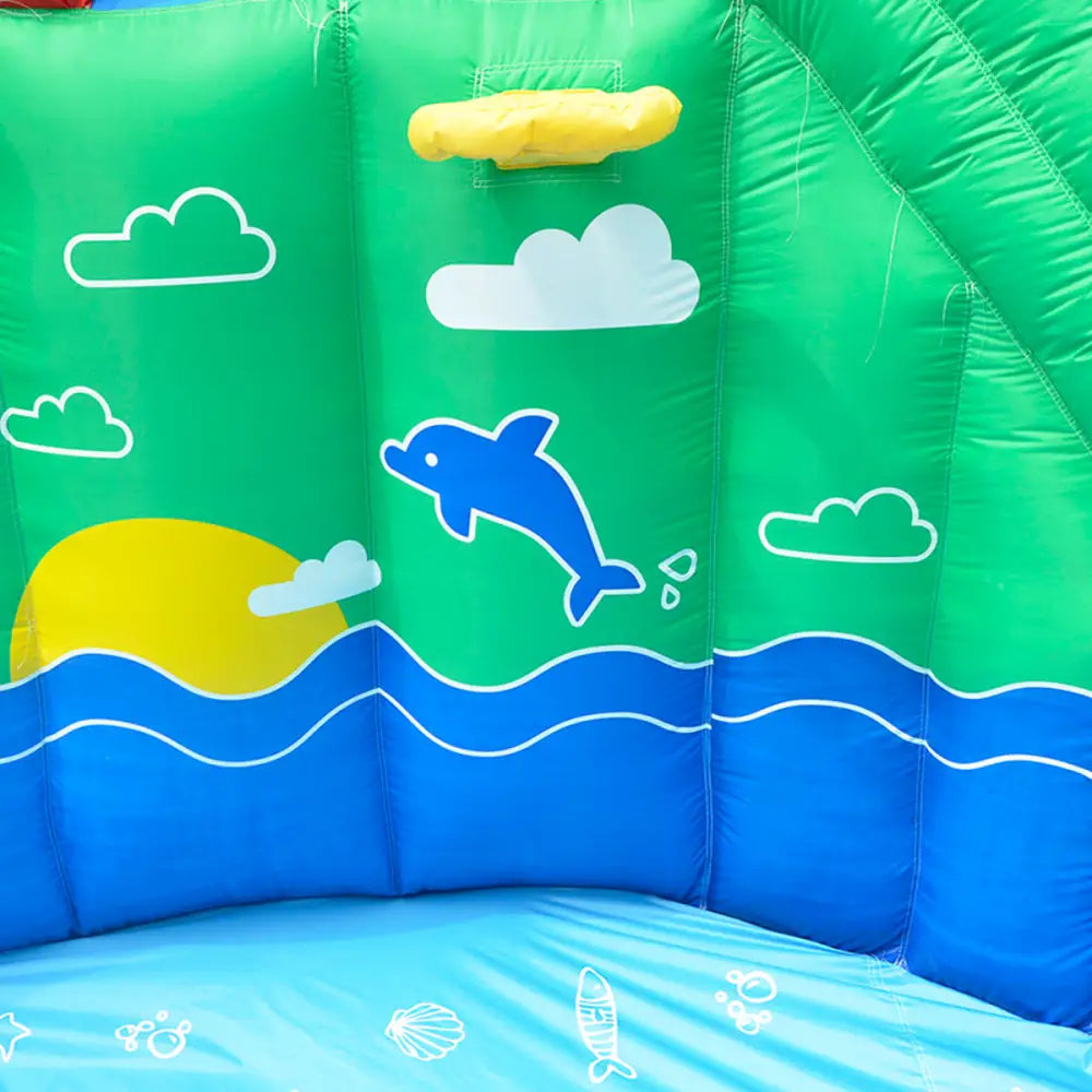 Lifespan kids atlantis slide & splash with dolphin and yellow ball, electric air pump included
