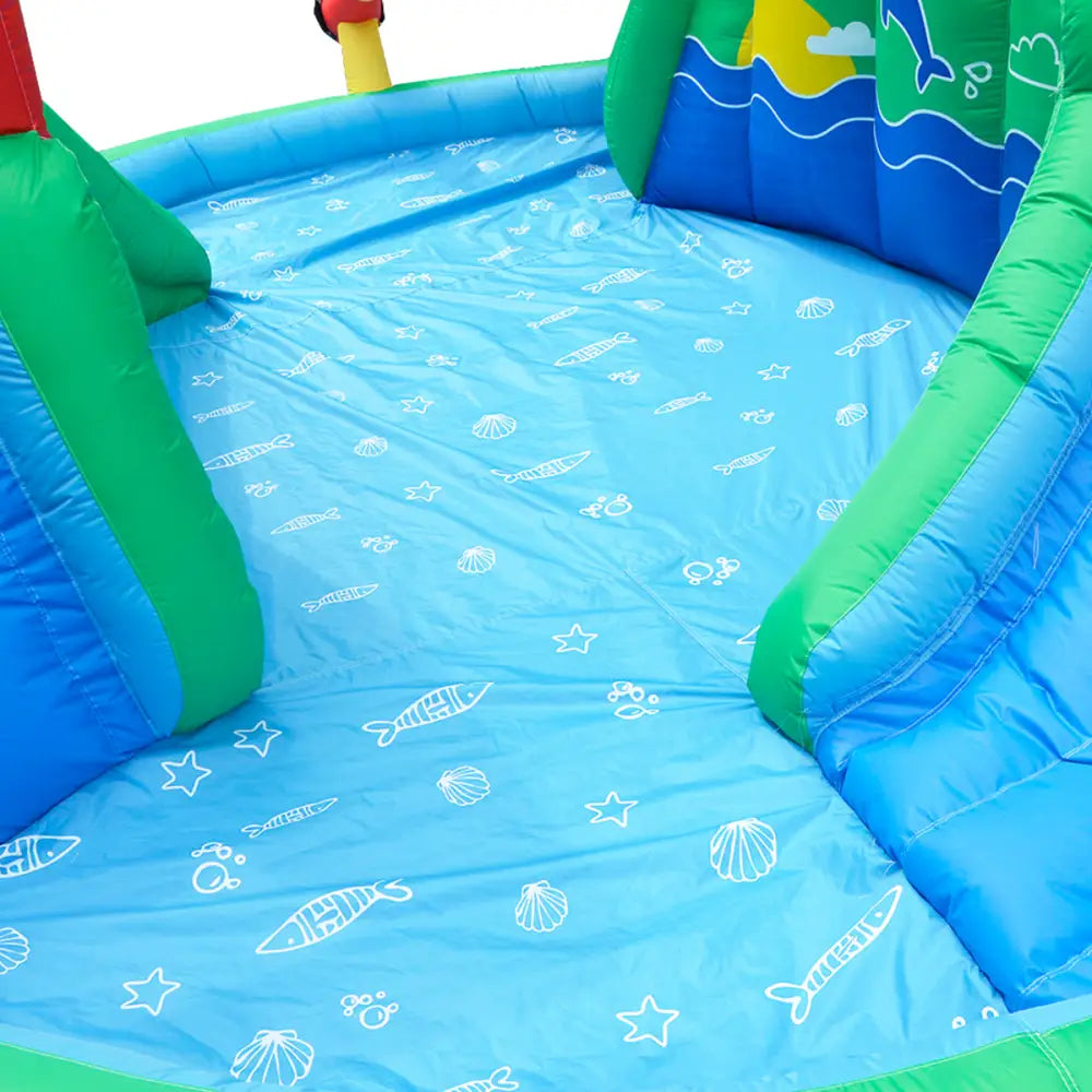Lifespan kids atlantis slide & splash with blue and green inflatable featuring white and green design