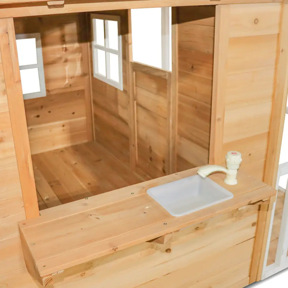 Wooden playhouse with toilet and sink in lifespan kids camira v2 cubby house for imaginations to run wild