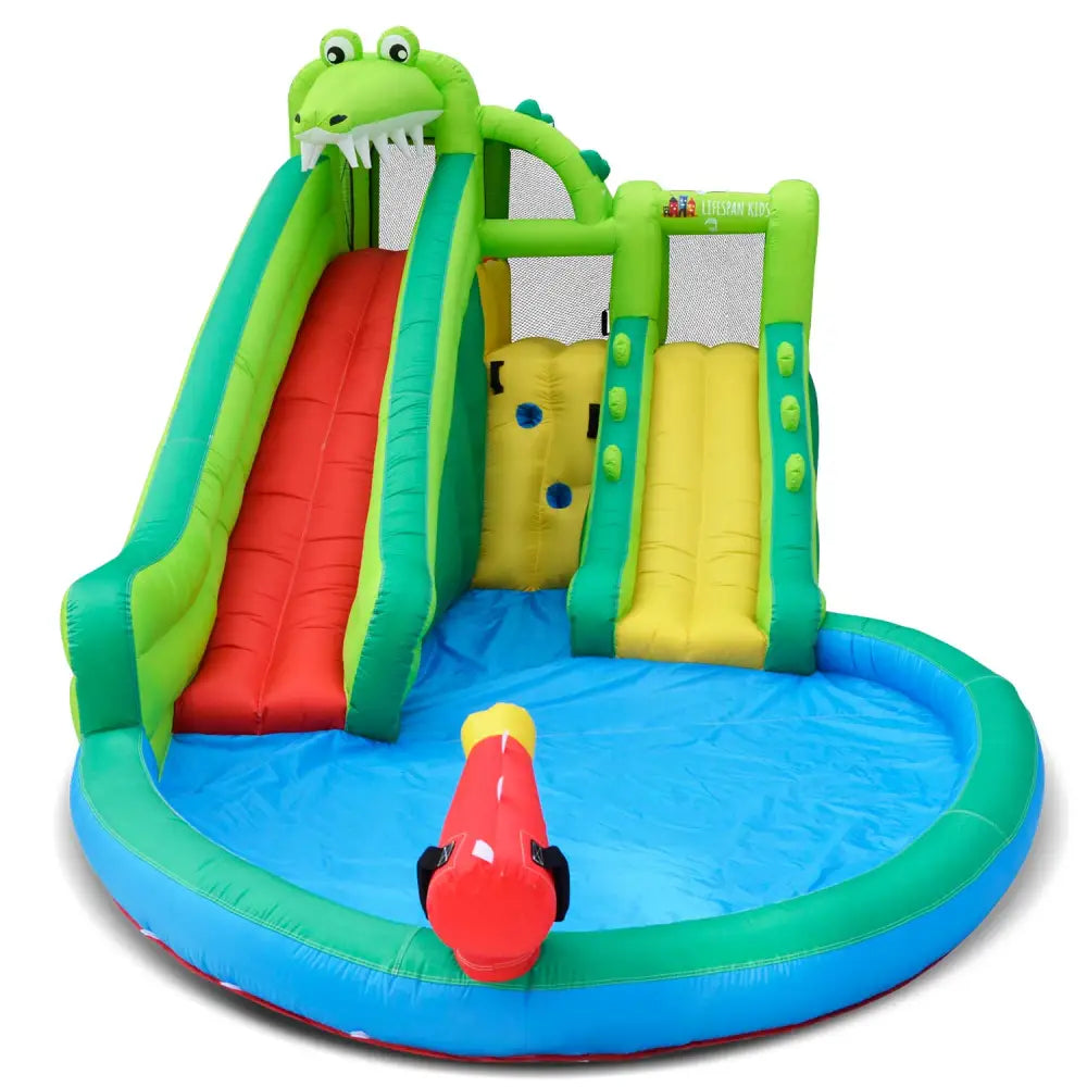 Lifespan kids crocadoo inflatable water slide with red ball - adventure-filled fun