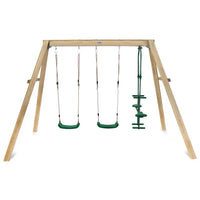 Lifespan kids forde 2 double swing & glider with durable timber frame and green swing seat