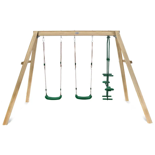 Lifespan kids forde 2 double swing & glider with durable timber frame and green swing seat