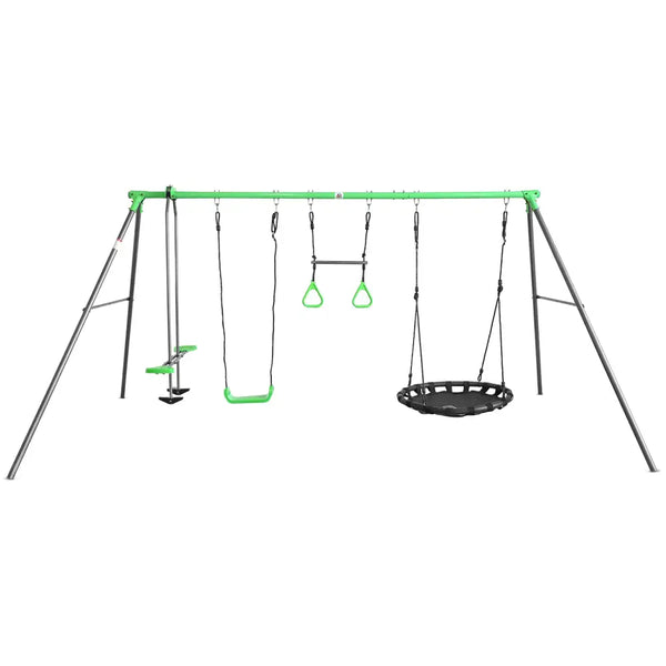 Lifespan kids lynx 4 station swing set with green plastic seat