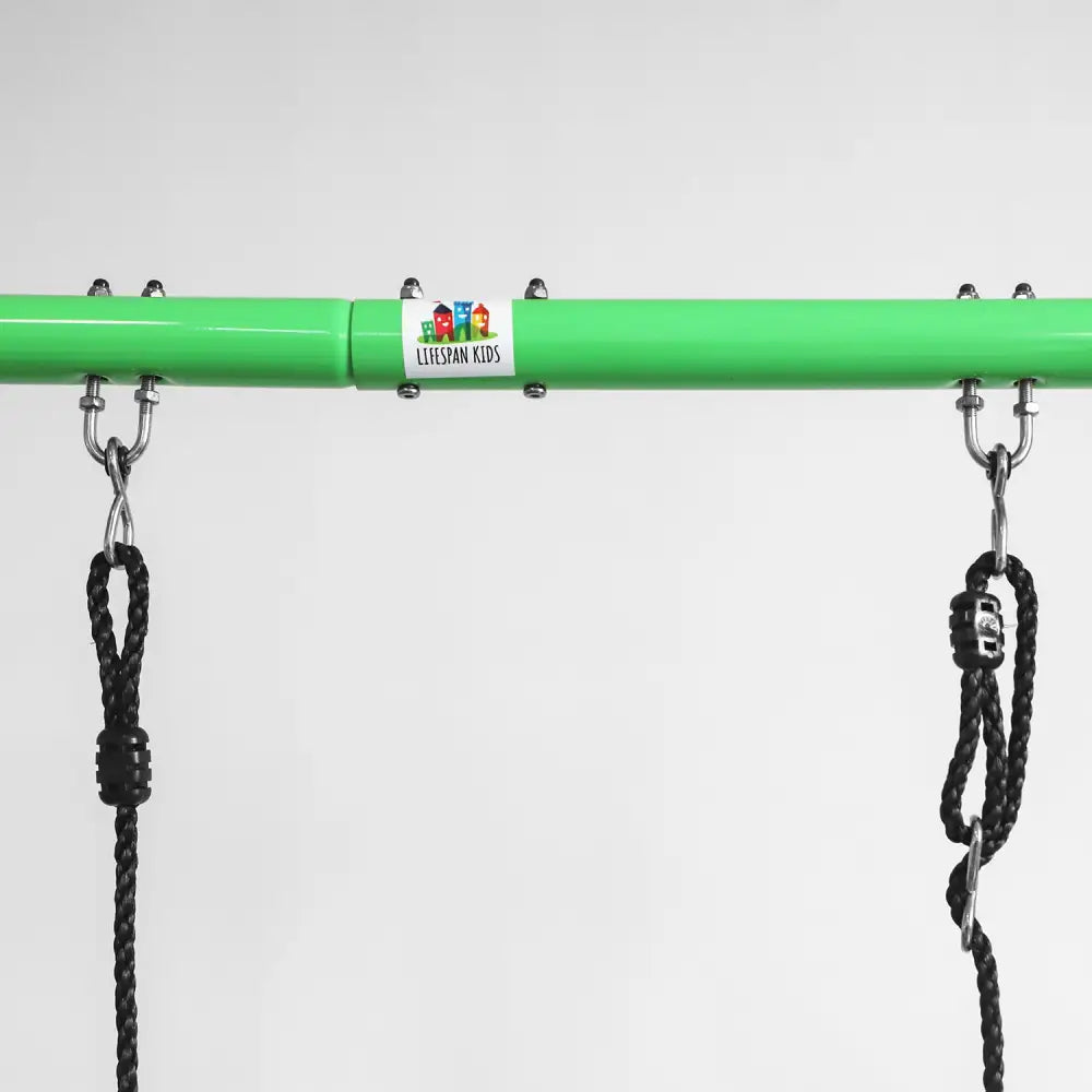 Lifespan kids lynx swing set with green pull bar and rope