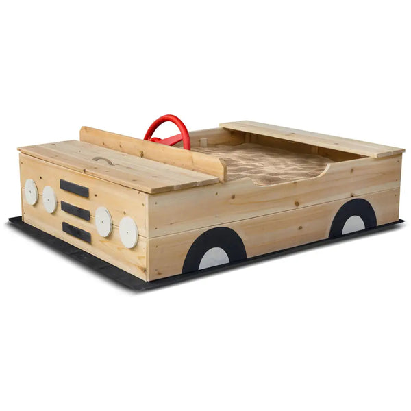 Wooden toy car with red handle in lifespan kids outback interactive sandpit