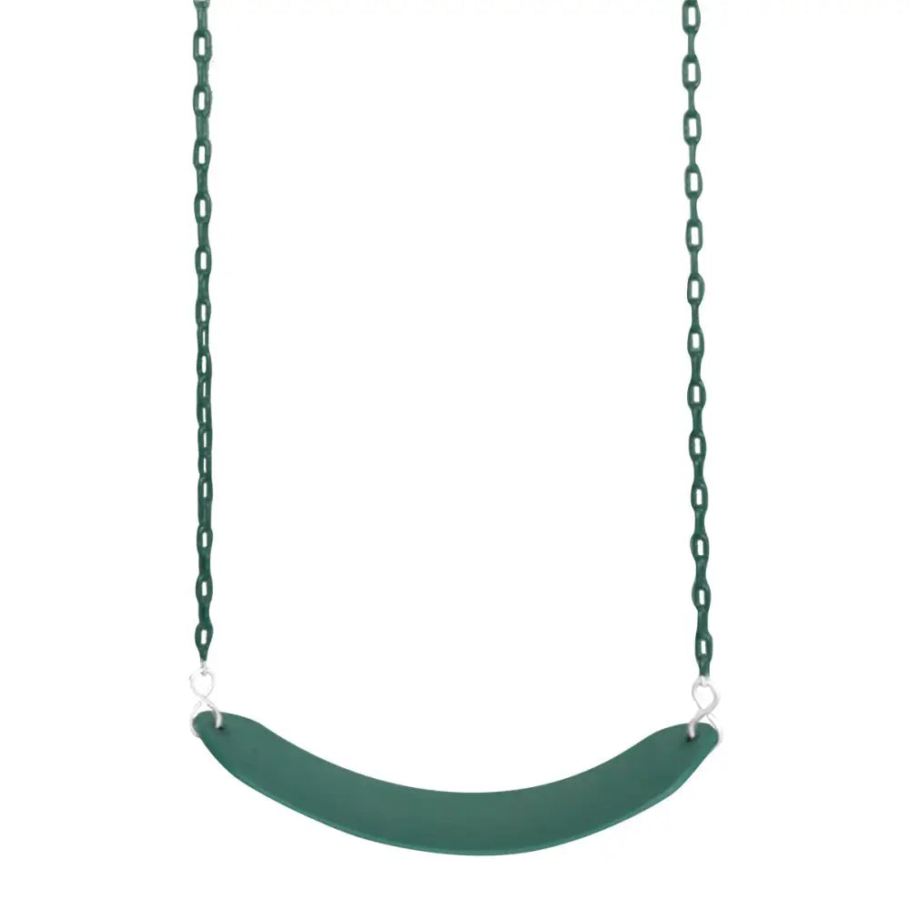 Green plastic swing with chain, part of lifespan kids pallas play tower with metal swing set