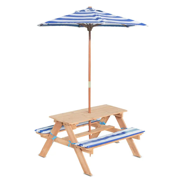 Lifespan kids sunset picnic table with umbrella - blue & white