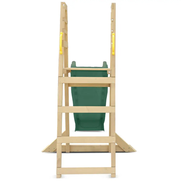 Wooden potting chair with green bucket, part of lifespan kids sunshine climb and slide in green or yellow