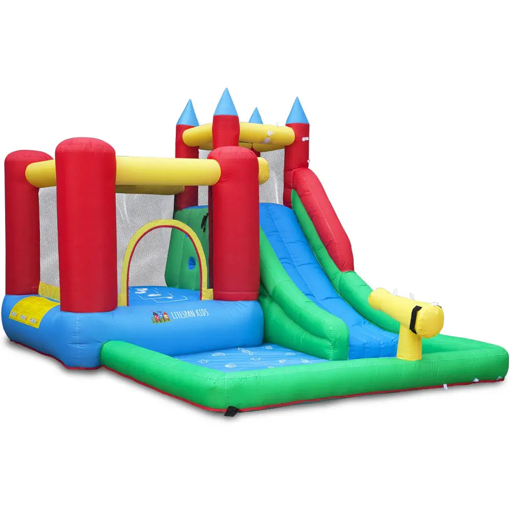 Inflatable bounce castle with slide for lifespan kids surrey 2 slide & splash, electric air pump included