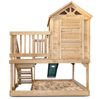 Lifespan kids wooden silverton cubby play centre with slide and sunburst windows