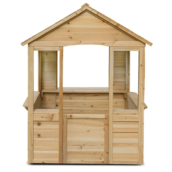 Lifespan wooden café chino cubby house: adorable chino wooden playhouse with roof and door