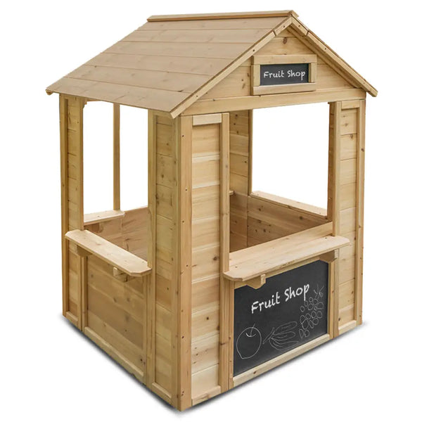 Adorable chino wooden cubby house with chalkboard side by lifespan