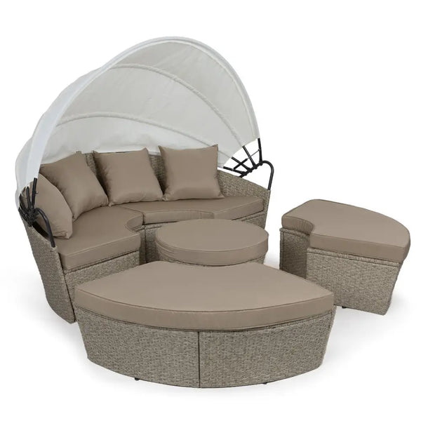 London rattan wicker daybed with canopy and ottoman from noosa heads collection